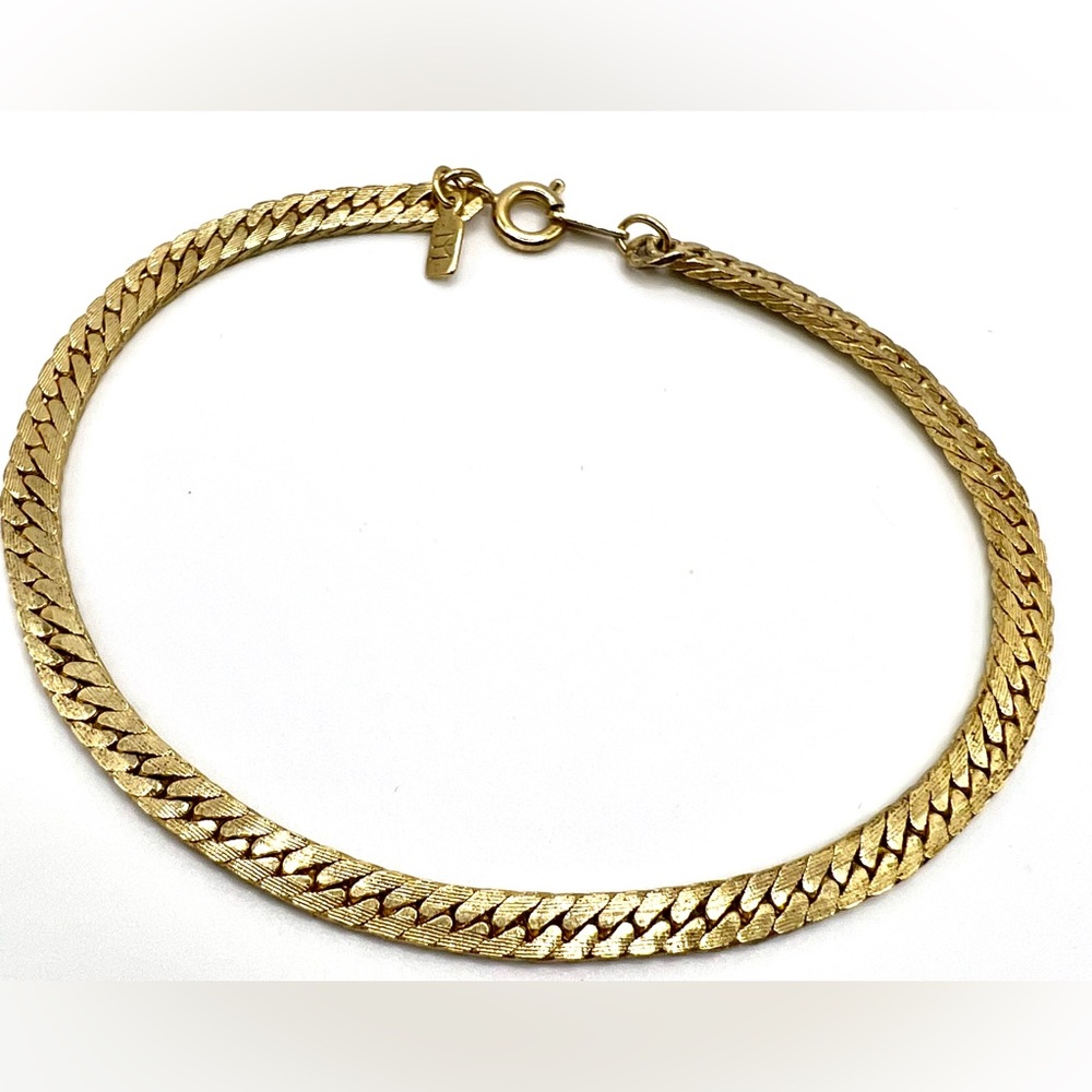 Vintage Merlite Herringbone Chain Bracelet Gold Tone